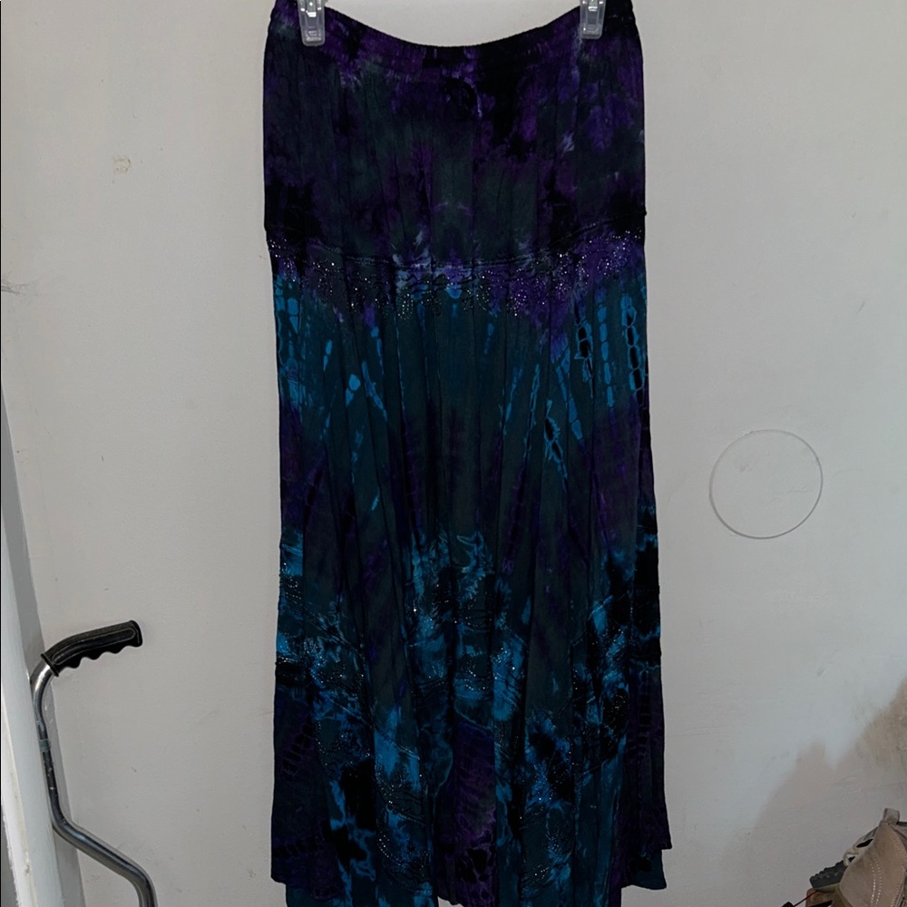 Purple and Blue Tie-Dye Maxi Dress
